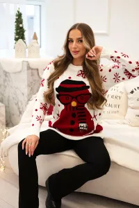Christmas sweater with snowman ecru