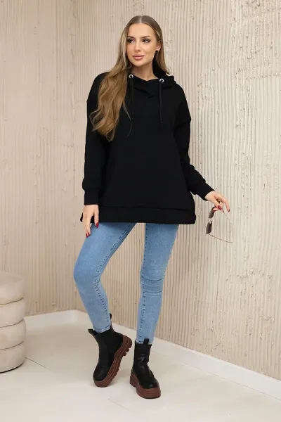 Insulated sweatshirt with side zipper black
