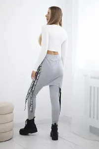 Pants/suit with gray selfie inscription