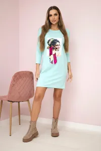 Dress with graphics and colorful bow 3D mint
