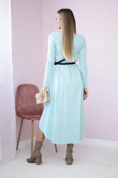Dress with decorative belt and mint inscription