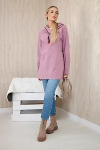 Tunic with zipper on hood Oversize dark pink