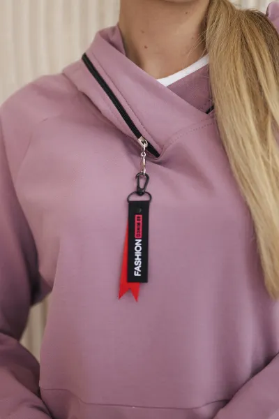 Tunic with zipper on hood Oversize dark pink