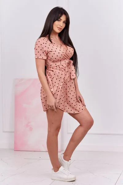 Dotted dress dark apricot