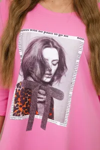 Dress with print and flared bottom pink