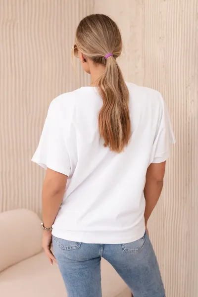 Cotton blouse with decorative bow white
