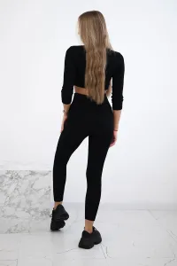 Ribbed crop top set in black