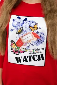 Blouse with 3D Watch red graphics