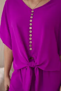 Women's blouse + trousers set - purple
