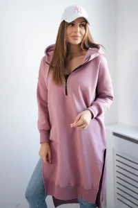 Insulated sweatshirt with slits on the sides, dark pink