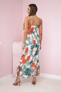 Dress with ecru leaf motif