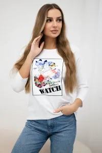 Blouse with 3D Watch white graphics