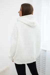 Cotton insulated sweatshirt with ecru hood