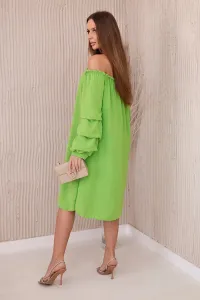 Spanish dress with decorative sleeves bright green