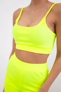 Set of high-waisted trousers in yellow neon colour