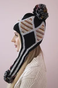 Women's cap with long ears Eunika K322 black+gray