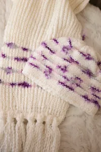 Women's set with scarf Anika K304 ecru + purple