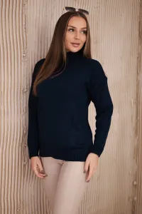 High-neckline sweater in navy blue