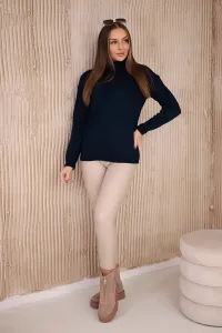 High-neckline sweater in navy blue