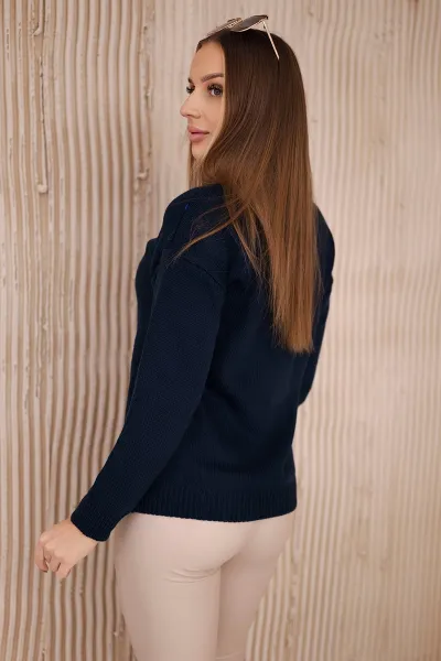 High-neckline sweater in navy blue