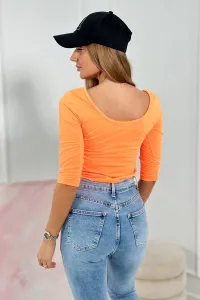 Blouse with round neckline orange neon