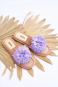 FJ1 Dámske semišové flip -flops s fialovou dekoráciou Giorgia