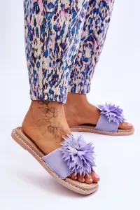 FJ1 Dámske semišové flip -flops s fialovou dekoráciou Giorgia