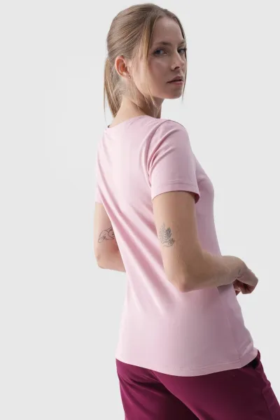Dámske Hladké Tričko S Logom Ružové 4F 4FWMM00TTS