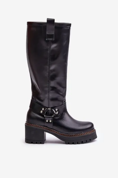 Lewski Shoes Kožené Dámske Čižmy Nad Koleno Čierne Lewski 3432