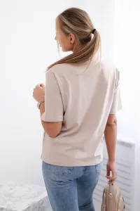 Cotton blouse with beige heart print