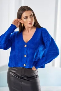 Gerippter Pullover with Knöpfen Cornflower Blue