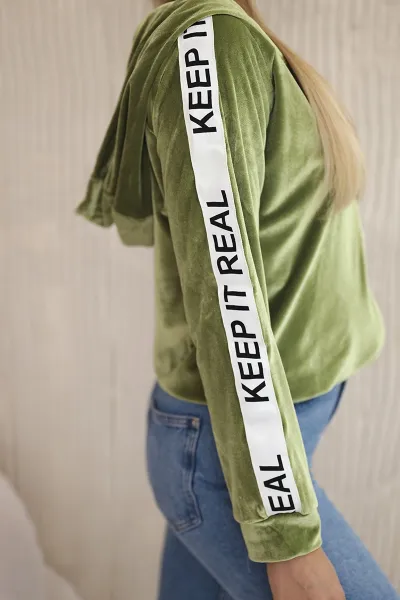 Velour hoodie green