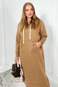 Long Camel Hooded Dress