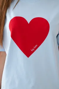 Cotton blouse with blue heart print