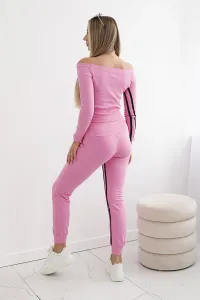 Set with double stripe light pink color