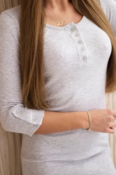 Dress with a button-down neckline light gray