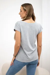 Blouse with gray lip print