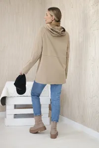 Tunic with zipper on hood Oversize camel