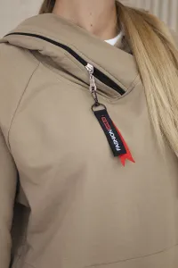 Tunic with zipper on hood Oversize camel