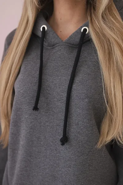 Dress with a hood and a slit on the side in dark gray
