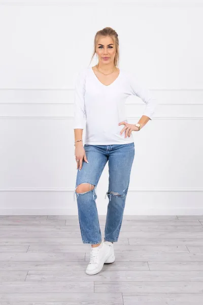 White blouse with V-neck