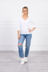 White blouse with V-neck
