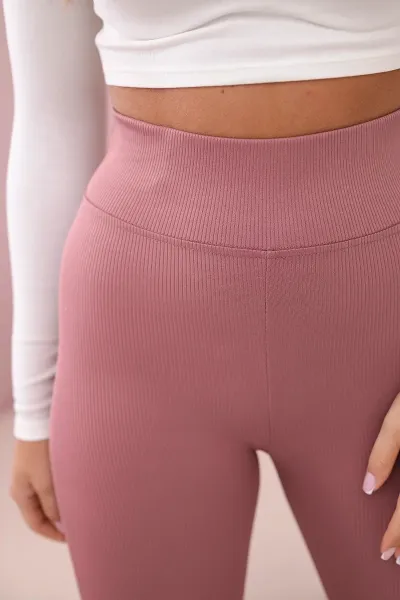 Striped leggings trousers navy pink