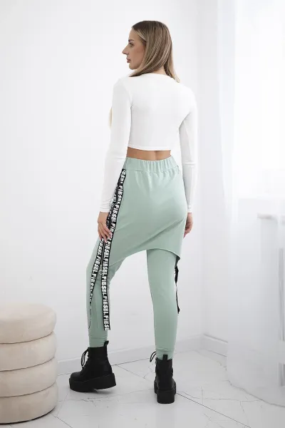 Pants/suit with dark mint selfie lettering
