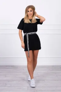 Dress with decorative belt black