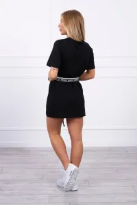 Dress with decorative belt black