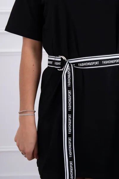 Dress with decorative belt black