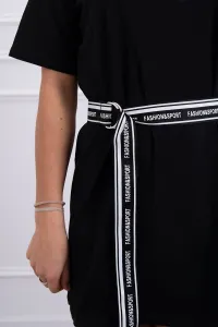 Dress with decorative belt black