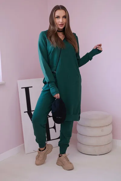 Set of sweatshirt with long side dark green