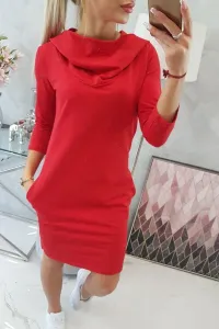 Dress with hood and pockets red